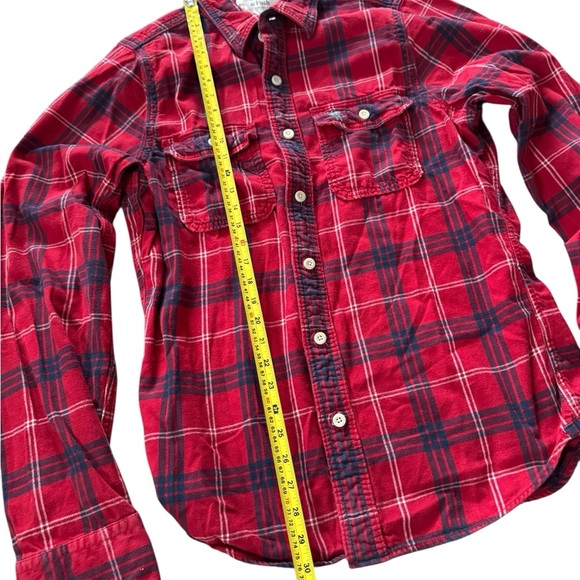 Abercrombie & Fitch A&F Mens sz XXL Flannel Plaid Muscle Fit Long Sleeve Red - Picture 2 of 4